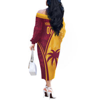 West Indies Cricket World Cup 2024 Off The Shoulder Long Sleeve Dress Tropical Style - Wonder Print Shop