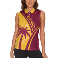West Indies Cricket World Cup 2024 Women Sleeveless Polo Shirt Tropical Style - Wonder Print Shop