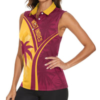 West Indies Cricket World Cup 2024 Women Sleeveless Polo Shirt Tropical Style - Wonder Print Shop