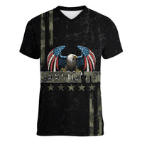 USA Bald Eagle Freedom Tour 1776 Born To Be Free Women V Neck T Shirt Camouflage Style - Wonder Print Shop