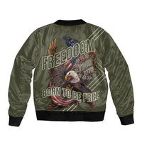 USA Bald Eagle Freedom Tour 1776 Born To Be Free Bomber Jacket Olive Grunge Style LT7 - Wonder Print Shop