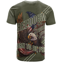 USA Bald Eagle Freedom Tour 1776 Born To Be Free T Shirt Olive Grunge Style - Wonder Print Shop
