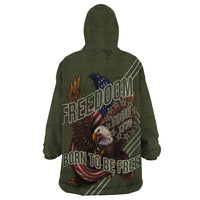 USA Bald Eagle Freedom Tour 1776 Born To Be Free Wearable Blanket Hoodie Olive Grunge Style - Wonder Print Shop