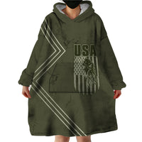USA Bald Eagle Freedom Tour 1776 Born To Be Free Wearable Blanket Hoodie Olive Grunge Style - Wonder Print Shop