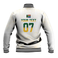 South Africa Cricket Champion Custom Baseball Jacket Gold Proteas - All White - Wonder Print Shop