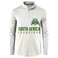 South Africa Cricket Champion Custom Button Sweatshirt Gold Proteas - All White - Wonder Print Shop