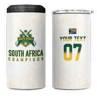 South Africa Cricket Champion Custom 4 in 1 Can Cooler Tumbler Gold Proteas - All White - Wonder Print Shop