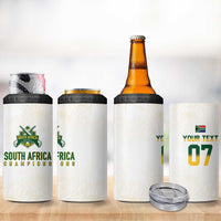 South Africa Cricket Champion Custom 4 in 1 Can Cooler Tumbler Gold Proteas - All White - Wonder Print Shop