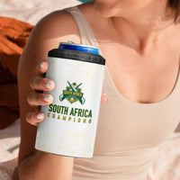 South Africa Cricket Champion Custom 4 in 1 Can Cooler Tumbler Gold Proteas - All White - Wonder Print Shop