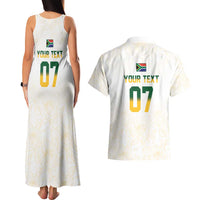 South Africa Cricket Champion Custom Couples Matching Tank Maxi Dress and Hawaiian Shirt Gold Proteas - All White - Wonder Print Shop