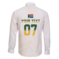 South Africa Cricket Champion Custom Family Matching Off The Shoulder Long Sleeve Dress and Hawaiian Shirt Gold Proteas - All White - Wonder Print Shop
