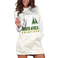 South Africa Cricket Champion Custom Hoodie Dress Gold Proteas - All White - Wonder Print Shop