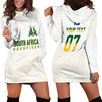 South Africa Cricket Champion Custom Hoodie Dress Gold Proteas - All White - Wonder Print Shop