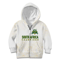 South Africa Cricket Champion Custom Kid Hoodie Gold Proteas - All White - Wonder Print Shop
