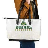 South Africa Cricket Champion Leather Tote Bag Gold Proteas - All White - Wonder Print Shop
