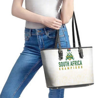 South Africa Cricket Champion Leather Tote Bag Gold Proteas - All White - Wonder Print Shop