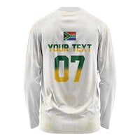 South Africa Cricket Champion Custom Long Sleeve Shirt Gold Proteas - All White - Wonder Print Shop