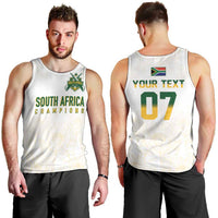 South Africa Cricket Champion Custom Men Tank Top Gold Proteas - All White - Wonder Print Shop