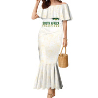 South Africa Cricket Champion Custom Mermaid Dress Gold Proteas - All White - Wonder Print Shop