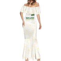 South Africa Cricket Champion Custom Mermaid Dress Gold Proteas - All White - Wonder Print Shop