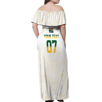 South Africa Cricket Champion Custom Off Shoulder Maxi Dress Gold Proteas - All White - Wonder Print Shop