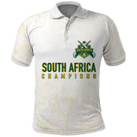 South Africa Cricket Champion Custom Polo Shirt Gold Proteas - All White - Wonder Print Shop