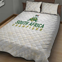 South Africa Cricket Champion Quilt Bed Set Gold Proteas - All White - Wonder Print Shop