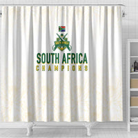South Africa Cricket Champion Shower Curtain Gold Proteas - All White - Wonder Print Shop