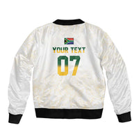 South Africa Cricket Champion Custom Sleeve Zip Bomber Jacket Gold Proteas - All White - Wonder Print Shop