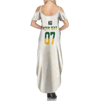 South Africa Cricket Champion Custom Summer Maxi Dress Gold Proteas - All White - Wonder Print Shop
