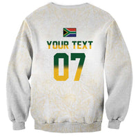South Africa Cricket Champion Custom Sweatshirt Gold Proteas - All White - Wonder Print Shop
