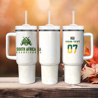 South Africa Cricket Champion Custom Tumbler With Handle Gold Proteas - All White - Wonder Print Shop