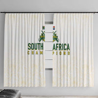 South Africa Cricket Champion Window Curtain Gold Proteas - All White - Wonder Print Shop
