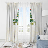 South Africa Cricket Champion Window Curtain Gold Proteas - All White - Wonder Print Shop