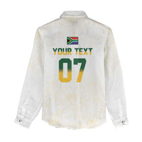 South Africa Cricket Champion Custom Women Casual Shirt Gold Proteas - All White - Wonder Print Shop