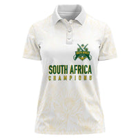 South Africa Cricket Champion Custom Women Polo Shirt Gold Proteas - All White - Wonder Print Shop