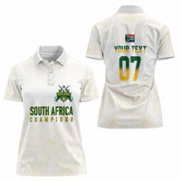 South Africa Cricket Champion Custom Women Polo Shirt Gold Proteas - All White - Wonder Print Shop