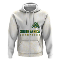 South Africa Cricket Champion Custom Zip Hoodie Gold Proteas - All White - Wonder Print Shop