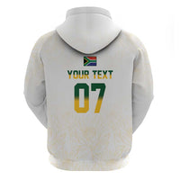 South Africa Cricket Champion Custom Zip Hoodie Gold Proteas - All White - Wonder Print Shop