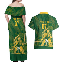 South Africa Cricket Champion Custom Couples Matching Off Shoulder Maxi Dress and Hawaiian Shirt Proteas Rock The World - Wonder Print Shop