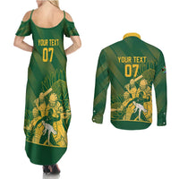 South Africa Cricket Champion Custom Couples Matching Summer Maxi Dress and Long Sleeve Button Shirt Proteas Rock The World - Wonder Print Shop