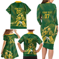 South Africa Cricket Champion Custom Family Matching Long Sleeve Bodycon Dress and Hawaiian Shirt Proteas Rock The World - Wonder Print Shop