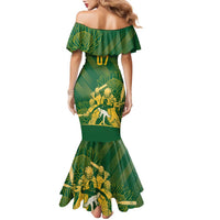 South Africa Cricket Champion Custom Family Matching Mermaid Dress and Hawaiian Shirt Proteas Rock The World - Wonder Print Shop