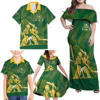 South Africa Cricket Champion Custom Family Matching Off Shoulder Maxi Dress and Hawaiian Shirt Proteas Rock The World - Wonder Print Shop