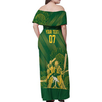 South Africa Cricket Champion Custom Family Matching Off Shoulder Maxi Dress and Hawaiian Shirt Proteas Rock The World - Wonder Print Shop