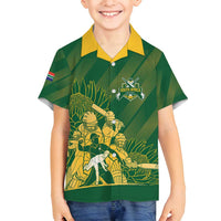 South Africa Cricket Champion Custom Family Matching Off Shoulder Maxi Dress and Hawaiian Shirt Proteas Rock The World - Wonder Print Shop