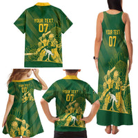 South Africa Cricket Champion Custom Family Matching Tank Maxi Dress and Hawaiian Shirt Proteas Rock The World - Wonder Print Shop