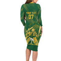 South Africa Cricket Champion Custom Long Sleeve Bodycon Dress Proteas Rock The World - Wonder Print Shop