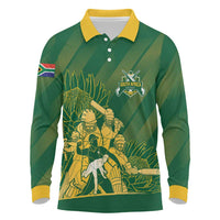 South Africa Cricket Champion Custom Long Sleeve Polo Shirt Proteas Rock The World - Wonder Print Shop