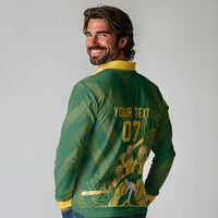 South Africa Cricket Champion Custom Long Sleeve Polo Shirt Proteas Rock The World - Wonder Print Shop